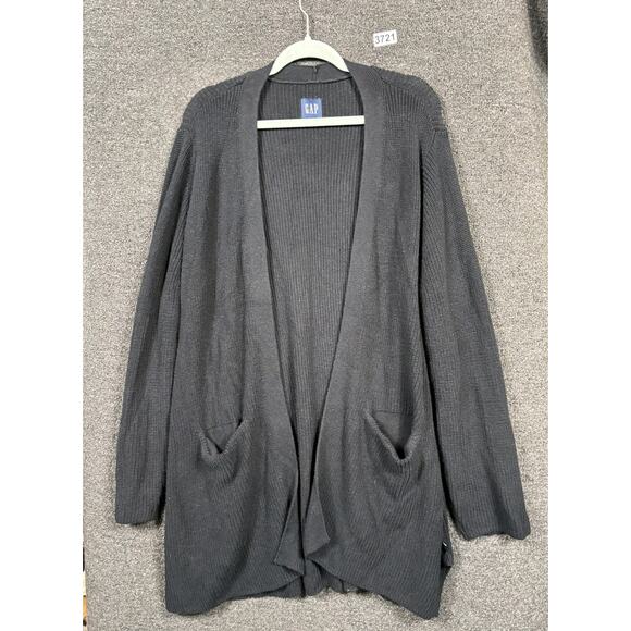 Gap Long Sleeve Open Front Cardigan Sweater Womens Size XXL Black Pockets - Picture 1 of 7